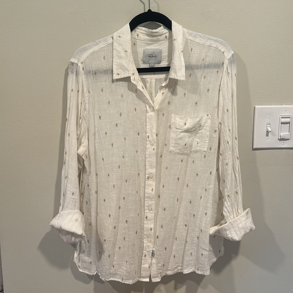 Rails Charli Golden Cactus Linen Blend Button-Up … - image 2